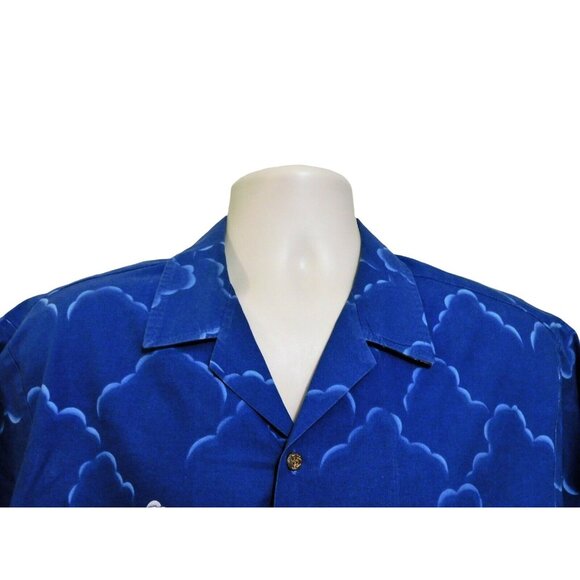 Vintage RJC Hawaiian Shirt XL Blue Surf Woody Car Beach Scene Short Slv Cotton - Picture 2 of 8